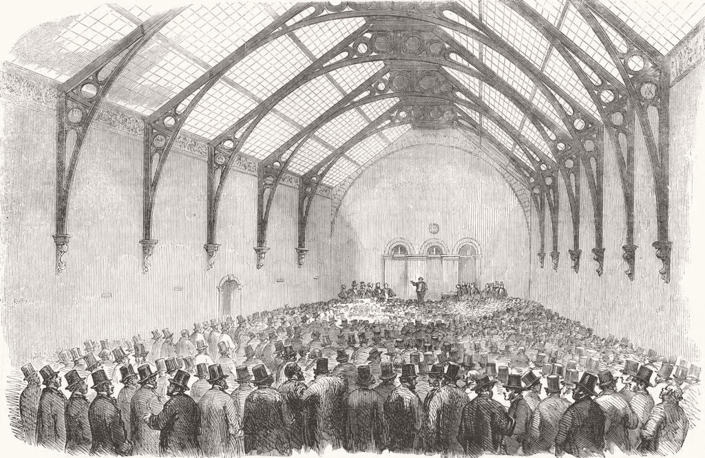 MASSACHUSETTS. Boston Election-mtg, Corn Exchange 1856 old antique print